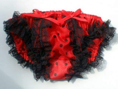 Black lace and red ribbon